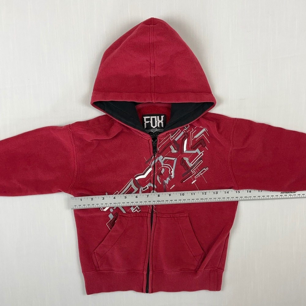 Fox Racing Kids Red Full Zip Hoodie Graphic Logo Sweatshirt S - Picture 6 of 7